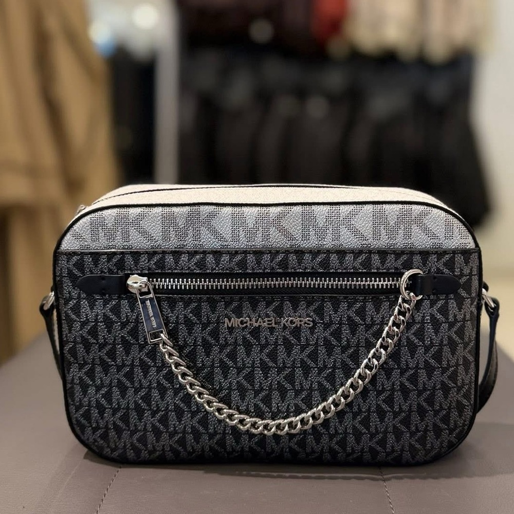 Michael Kors Black Metallic EW Crossbody Bag